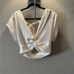 Zara Knotted Open Back Satin Effect Top